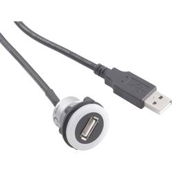 USB zásuvka USB-05-BK, USB zásuvka typ A ⇔ USB zástrčka typ A, 60 cm, vestavná