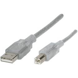 Renkforce USB kabel USB 2.0 USB-A zástrčka, USB-B zástrčka 1.80 m transparentní RF-4538144