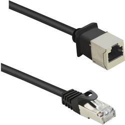 Renkforce RF-4394124 RJ45 síťové kabely, propojovací kabely CAT 5e F/UTP 0.50 m černá prodlužovací kabel s ochranou, pozlacené kontakty 1 ks