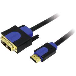 LogiLink DVI / HDMI kabelový adaptér DVI-D 18 + 1 pól Zástrčka, Zástrčka HDMI-A 2.00 m černá CHB3102 pozlacené kontakty, lze šroubovat DVI kabel