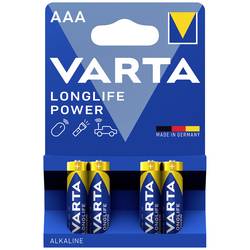 Varta LONGLIFE Power AAA Bli 4 mikrotužková baterie AAA alkalicko-manganová 1.26 Ah 1.5 V 4 ks