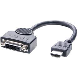 LINDY HDMI / DVI kabelový adaptér Zástrčka HDMI-A, DVI-D 24+1pol. zásuvka 0.20 m černá 41227 HDMI kabel