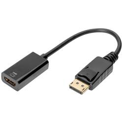 Digitus DisplayPort / HDMI kabel Konektor DisplayPort, Zásuvka HDMI-A 0.20 m černá DB-340415-002-S dvoužilový stíněný, stíněný Kabel DisplayPort