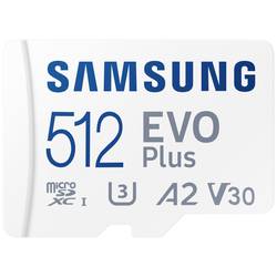 Samsung EVO Plus paměťová karta microSD Retail 512 GB UHS-I, v30 Video Speed Class, A2 Application Performance Class vč. SD adaptéru