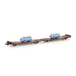 Hobbytrain H23782 Plochý vůz N TWA 800A Ladks s 2x VW T2 Transwagon