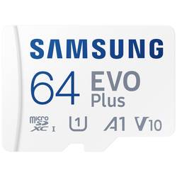 Samsung EVO Plus paměťová karta microSD Retail 64 GB UHS-I, v30 Video Speed Class, A2 Application Performance Class vč. SD adaptéru