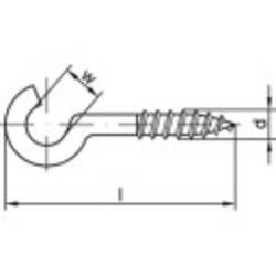 TOOLCRAFT 159610 Zahnuté háky se závitem 60 mm Galvanicky pozinkovaná ocel 100 ks