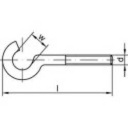 TOOLCRAFT 159624 Zahnutý hák se závitem 80 mm Galvanicky pozinkovaná ocel M8 100 ks