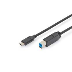 Digitus USB kabel USB 3.2 Gen1 (USB 3.0 / USB 3.1 Gen1) USB-C ® zástrčka, USB-B zástrčka 1.80 m černá dvoužilový stíněný AK-300149-018-S