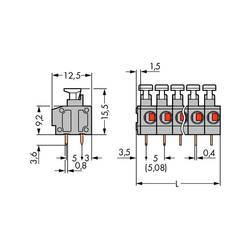 WAGO 235-409/331-000 pružinová svorkovnice 0.75 mm² Pólů 9 šedá 100 ks