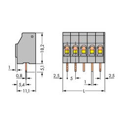 WAGO 740-103/000-021 pružinová svorkovnice 2.50 mm² Pólů 3 světle šedá 300 ks