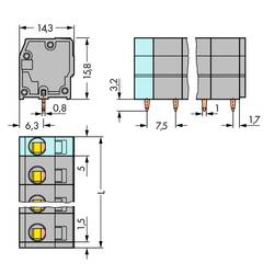 WAGO 739-205 pružinová svorkovnice 2.50 mm² Pólů 5 šedá 120 ks