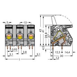 WAGO 2716-203 pružinová svorkovnice 6.00 mm² Pólů 3 šedá 30 ks