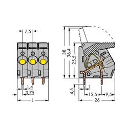 WAGO 2706-106 pružinová svorkovnice 6.00 mm² Pólů 6 šedá 25 ks