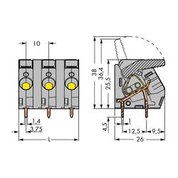 WAGO 2706-202 pružinová svorkovnice 6.00 mm² Pólů 2 šedá 70 ks