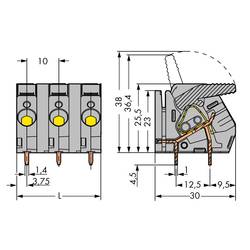 WAGO 2706-254 pružinová svorkovnice 6.00 mm² Pólů 4 šedá 30 ks