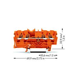 WAGO 2002-1402 průchodková svorka 5.20 mm pružinová svorka oranžová 100 ks