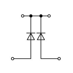 WAGO 870-541/281-489 dvojitá diodová svorka 5 mm pružinová svorka osazení: L šedá 50 ks