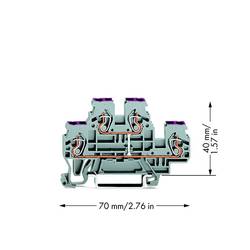 WAGO 870-508 dvojitá průchodková svorka 5 mm pružinová svorka osazení: L šedá 50 ks