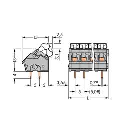 WAGO 256-404/334-000 pružinová svorkovnice 2.50 mm² Pólů 4 šedá 200 ks