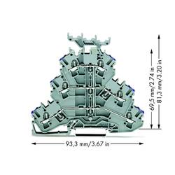 WAGO 2002-3238 trojitá svorka na DIN lištu 5.20 mm pružinová svorka osazení: L šedá 50 ks