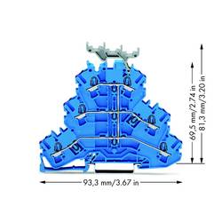 WAGO 2002-3239 trojitá svorka na DIN lištu 5.20 mm pružinová svorka osazení: N modrá 50 ks