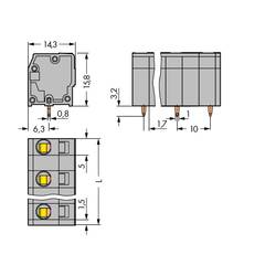 WAGO 739-3202 pružinová svorkovnice 2.50 mm² Pólů 2 šedá 280 ks