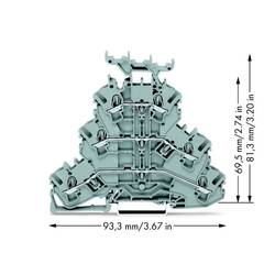 WAGO 2002-3231 trojitá svorka na DIN lištu 5.20 mm pružinová svorka osazení: L, L, L šedá 50 ks