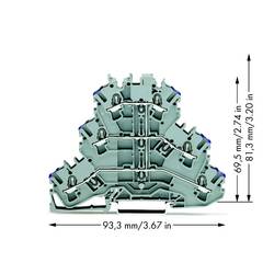 WAGO 2002-3208 trojitá svorka na DIN lištu 5.20 mm pružinová svorka osazení: N šedá 50 ks