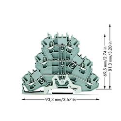 WAGO 2002-3228 trojitá svorka stínícího vedení 5.20 mm pružinová svorka osazení: L, L šedá 50 ks