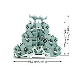 WAGO 2002-3258 trojitá svorka na DIN lištu 5.20 mm pružinová svorka osazení: L, L šedá 50 ks