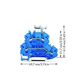 WAGO 2002-2234 dvojitá průchodková svorka 5.20 mm pružinová svorka osazení: N, N modrá 50 ks