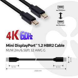 club3D Mini-DisplayPort kabel Mini DisplayPort konektory, Mini DisplayPort konektory 2.00 m černá CAC-2161 samozhášecí Kabel DisplayPort