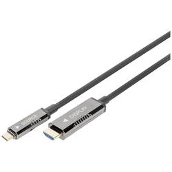 Digitus HDMI / USB-C® kabel Zástrčka HDMI-A, USB-C ® zástrčka 15 m černá AK-330150-150-S 4K UHD, hliníková zástrčka, flexibilní provedení, stínění pletivem,