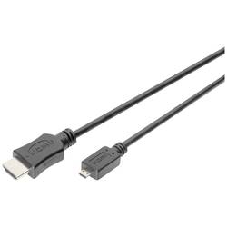 Digitus HDMI kabelový adaptér Zástrčka HDMI-A, Zástrčka HDMI Micro-D 2 m černá DB-330109-020-S 4K UHD, dvoužilový stíněný, stínění pletivem, kompletní stínění,