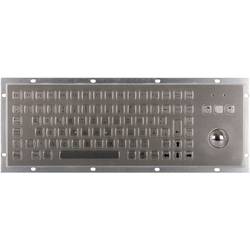 Joy-it IPC Keyboard 02 IP65 NEMA 4X kabelový klávesnice německá, QWERTZ stříbrná s kulovým ovládačem, tlačítka myši, odolné proti prachu, odolné proti