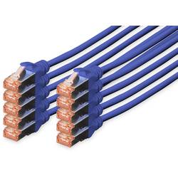 Digitus DK-1644-0025-B-10 RJ45 síťové kabely, propojovací kabely CAT 6 S/FTP 0.25 m modrá fóliové stínění, kompletní stínění, stíněný, bez halogenů, simplexní