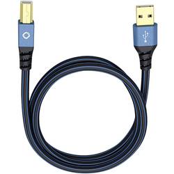 USB 2.0 [1x USB 2.0 zástrčka A - 1x USB 2.0 zástrčka B] 0.50 m modrá pozlacené kontakty Oehlbach USB Plus B