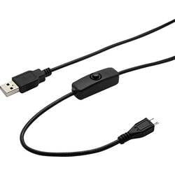 Joy-it K-1470 Napájecí kabel Raspberry Pi, Arduino, BBC micro:bit [1x USB 2.0 zástrčka A - 1x micro USB 2.0 zástrčka B] 1.50 m černá vč. vypínače