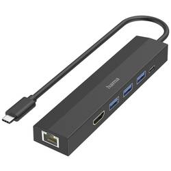 Hama 6 portů USB 3.0 hub s portem pro rychlé nabíjení, s konektorem USB C, UHD černá