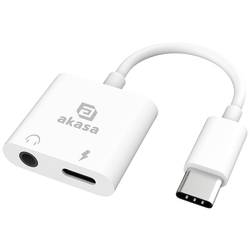 Akasa USB-C®, audio adaptér [1x USB-C® - 1x Sluchátka (konektor 3,5 mm), USB-C® zásuvka (nabíjení)] AK-CBCA30-08WH 8 cm s nabíjecí zásuvkou