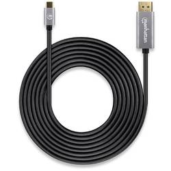 Manhattan DisplayPort / USB-C® kabel Konektor DisplayPort, USB-C ® zástrčka 3.00 m šedá, černá 354851 třížilový stíněný, pozlacené kontakty Kabel DisplayPort