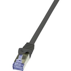 LogiLink CQ3023S RJ45 síťové kabely, propojovací kabely CAT 6A S/FTP 0.50 m černá samozhášecí, s ochranou 1 ks