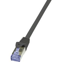 LogiLink CQ3013S RJ45 síťové kabely, propojovací kabely CAT 6A S/FTP 0.25 m černá samozhášecí, s ochranou 1 ks