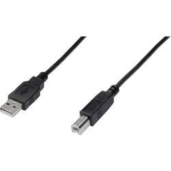 Digitus USB kabel USB 2.0 USB-A zástrčka, USB-B zástrčka 3.00 m černá kulatý, dvoužilový stíněný AK-300105-030-S