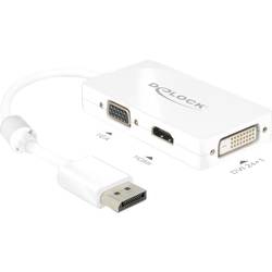 Delock 62655 DisplayPort / VGA / HDMI / DVI adaptér [1x zástrčka DisplayPort - 1x VGA zásuvka, HDMI zásuvka, DVI zásuvka 24+1pólová] bílá s feritovým jádrem