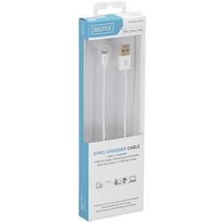 Digitus Apple iPad/iPhone/iPod kabel [1x USB, USB 2.0 zástrčka A - 1x dokovací zástrčka Apple Lightning] 1.00 m bílá