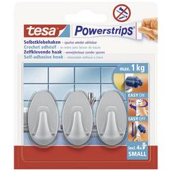 tesa POWERSTRIPS® Lepicí háček Small Oval chrom (matný) Množství: 3 ks