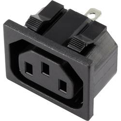 TRU COMPONENTS 1365769 IEC zástrčka C13/C14 zásuvka, vestavná vertikální Počet kontaktů: 3 15 A černá 1 ks