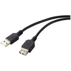 Renkforce USB kabel USB 2.0 USB-A zásuvka, USB-A zástrčka 0.50 m černá PVC plášť RF-5771510